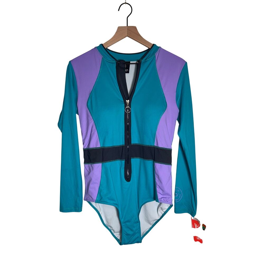 NWT ASSH California Playa Maroma full length UV protection rash guard swimsuit L